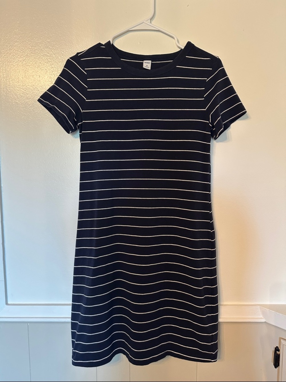 Old Navy Navy & White Striped Short Sleeve Mini Dress - Classic Crew - Size XS